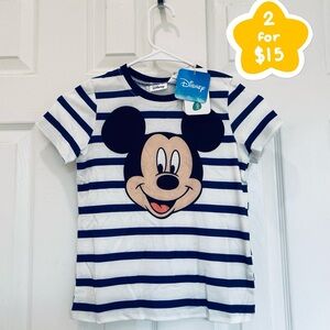 Disney Mickey Mouse Striped Kids T-shirt - Navy and White